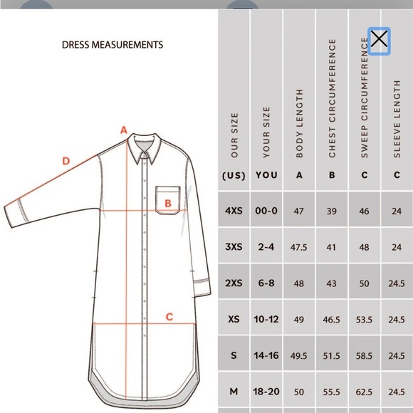 Universal Standard Woman's Blue Chambery Shirt Dress Sz 2xs-6-8 - Picture 12 of 12